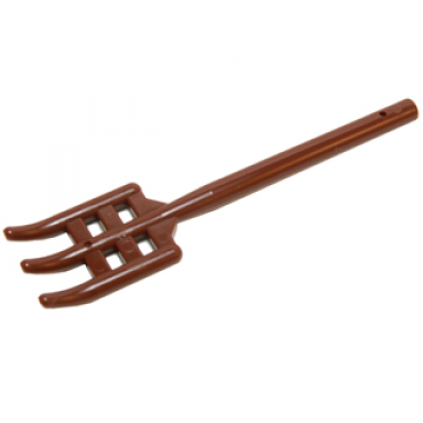 reddish brown minifigure utensil pitchfork - handle with flat end