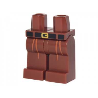 reddish brown hips and legs with orange pleats black belt with gold buckle pattern