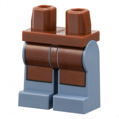reddish brown hips and sand blue legs with reddish brown apron with straight bottom pattern