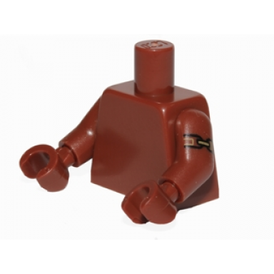 reddish brown torso plain reddish brown arm left with black and dark tan band pattern reddish brown arm right reddish brown hands