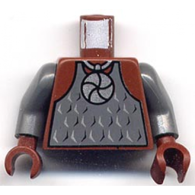 reddish brown torso castle knights kingdom ii with amulet and vest pattern dark bluish gray arms reddish brown hands
