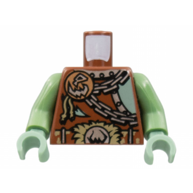 reddish brown torso castle fantasy era armor with troll skull badge and chains pattern sand green arms sand green hands