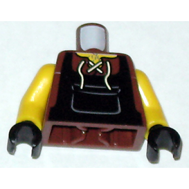 reddish brown torso castle fantasy era blacksmith apron and front lace up shirt pattern yellow arms black hands