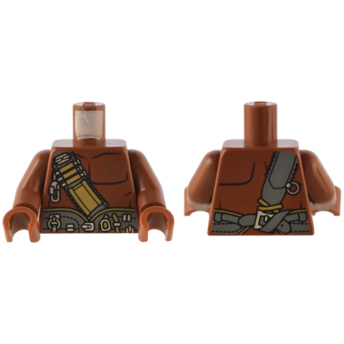 reddish brown torso potc bare chest with dark tan and dark bluish gray belts pattern reddish brown arms reddish brown hands