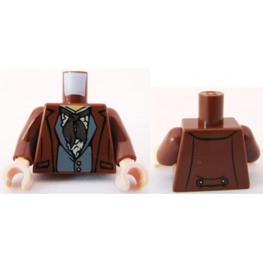 reddish brown torso potc jacket over vest with buttons and dark brown scarf pattern reddish brown arms light nougat hands