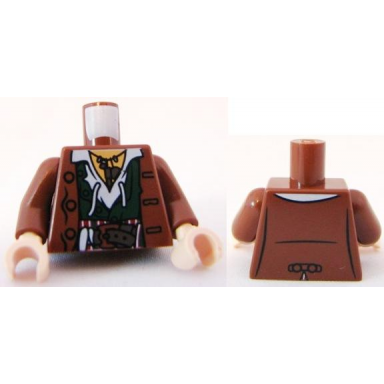 reddish brown torso potc jacket over dark green vest and white shirt pattern reddish brown arms light nougat hands