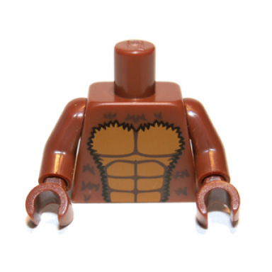 reddish brown torso bare chest with muscles outline and black hair pattern reddish brown arms reddish brown hands