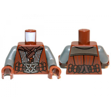 reddish brown torso lotr vest with silverwork large double belt and buckle pattern dark bluish gray arms reddish brown hands