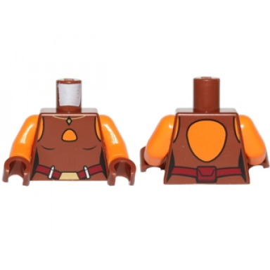 reddish brown torso sw ahsoka vest top with dark red belt pattern orange arms reddish brown hands