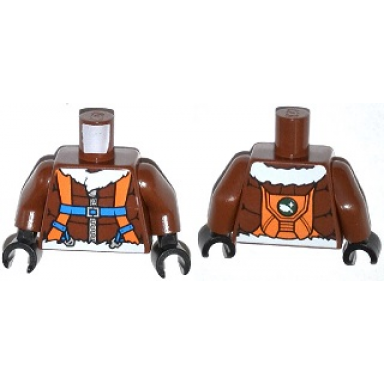 reddish brown torso aviator jacket with orange parachute and straps arctic explorer logo on reverse pattern reddish brown arms black hands