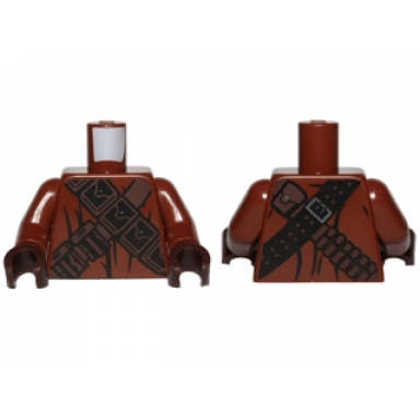 reddish brown torso sw jawa with dark brown and black pouches and straps pattern reddish brown arms dark brown hands