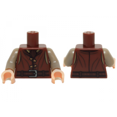 reddish brown torso lotr vest with 2 toggle buttons ascot and belt with buckle pattern dark tan arms light nougat hands