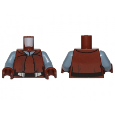 reddish brown torso sw naboo security officer vest over shirt and black belt with silver buckles pattern sand blue arms reddish brown hands