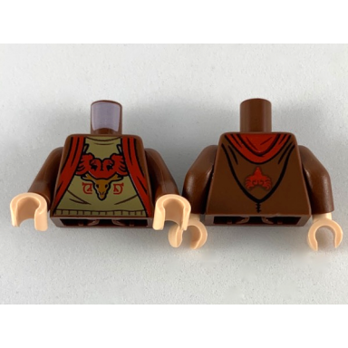 reddish brown torso hoodie with red trim dark tan shirt with red and medium nougat durmstrang crest pattern reddish brown arms light nougat hands