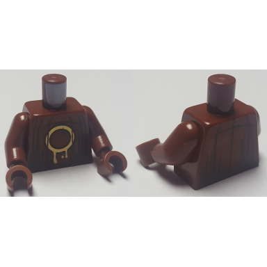 reddish brown torso layered robe with gold circle pattern reddish brown arms reddish brown hands