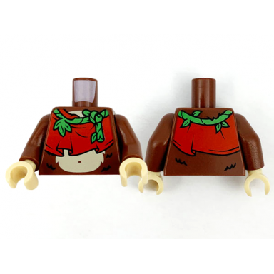 reddish brown torso bright green vine red cloth tan stomach pattern reddish brown arms tan hands