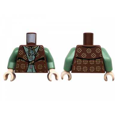 reddish brown torso harry potter robe reddish brown over sand green shirt gold circles pattern sand green arms light nougat hands