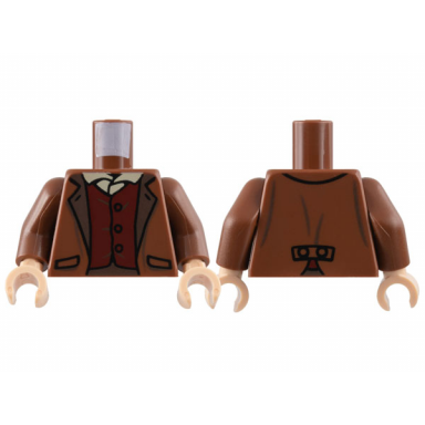 reddish brown torso jacket with dark brown lapels tan shirt dark red vest pattern reddish brown arms light nougat hands