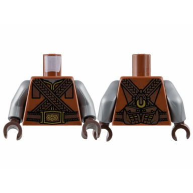 reddish brown torso vest with gold trim dark brown belt and crossbelts pattern flat silver arms dark brown hands
