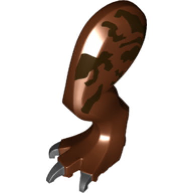 reddish brown dinosaur leg large rear tyrannosaurus rex with pin black claws and dark brown spots pattern - left