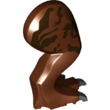 reddish brown dinosaur leg large rear tyrannosaurus rex with pin black claws and dark brown spots pattern - right