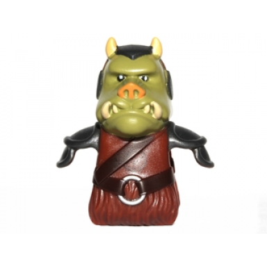 reddish brown minifigure head modified sw gamorrean with armor and belt without silver rivets pattern
