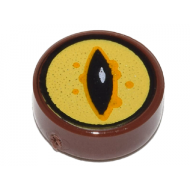 reddish brown tile round 1 x 1 with black eye on yellow background pattern