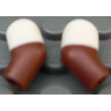 reddish brown arm matching left and right pair with molded white short sleeves pattern
