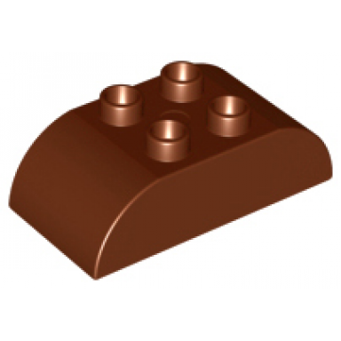 reddish brown duplo brick 2 x 4 slope curved double