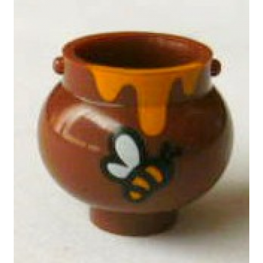 reddish brown minifigure utensil pot small with handle holders and dripping honey and bee pattern
