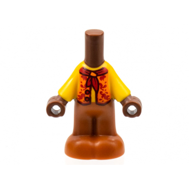 reddish brown micro doll body with molded bright light orange top and dark orange pants and printed orange vest open with red buttons neckerchief with slide pattern