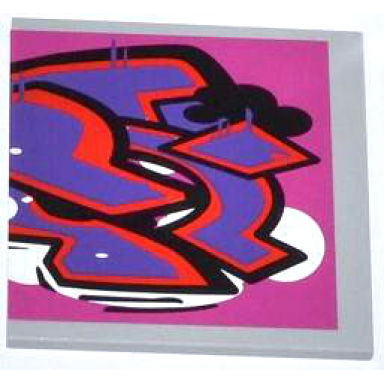 tile 6 x 6 with bottom tubes with graffiti tag pattern model left side sticker - set 79104