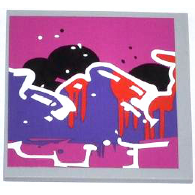 tile 6 x 6 with bottom tubes with graffiti tag pattern model right side sticker - set 79104