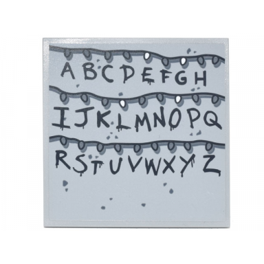 tile 6 x 6 with bottom tubes with black alphabet letters and christmas lights pattern sticker - set 75810