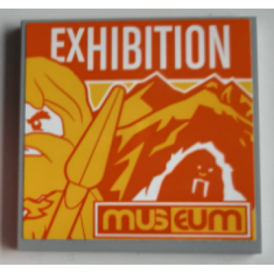 tile 6 x 6 with bottom tubes with caveman exhibition and museum pattern sticker - set 60200