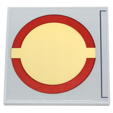 light bluish gray tile 6 x 6 with bottom tubes with dark red sw semicircles on tan circle open circle fleet pattern sticker - set 75367