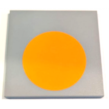 light bluish gray tile 6 x 6 with bottom tubes with orange circle pattern sticker - set 10227