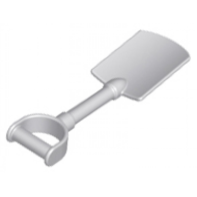 light bluish gray duplo utensil shovel spade with smooth handle and short blade total length 75mm