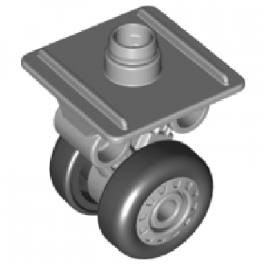 light bluish gray duplo airplane landing gear with two wheels and pin on top with groove