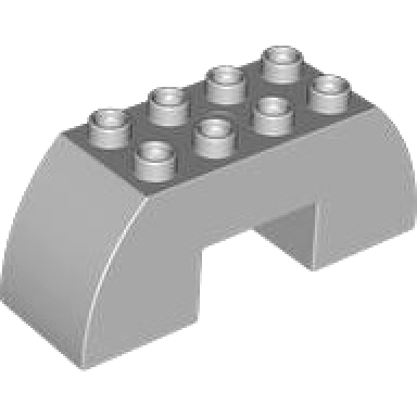 light bluish gray duplo brick 2 x 6 x 2 slope curved double with 2 x 2 cutout on bottom