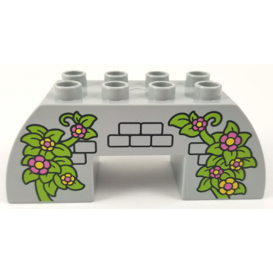 duplo brick 2 x 6 x 2 slope curved double with 2 x 2 cutout on bottom with vines and flowers bricks pattern