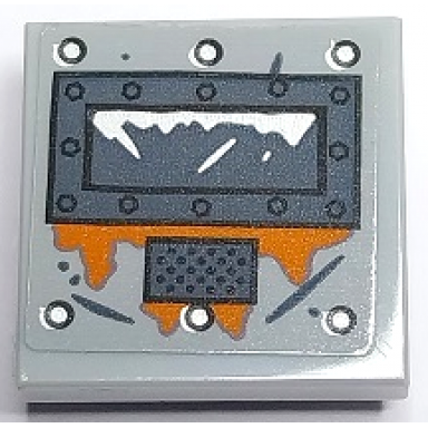 light bluish gray tile modified 2 x 2 inverted with silver rivets dark bluish gray hatch window and grille and dark orange rust pattern sticker - set 70435