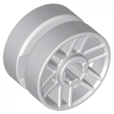 light bluish gray wheel 14mm d x 9.9mm with center groove fake bolts and 6 double spokes