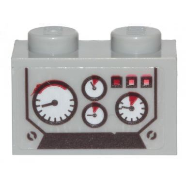 brick modified 1 x 2 with studs on 1 side with 4 gauges pattern sticker - set 70419