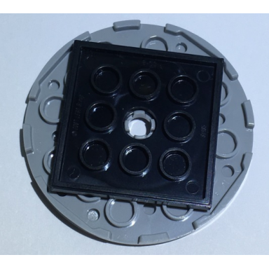 light bluish gray turntable 6 x 6 x 2 3 with black square base free-spinning 11213 61485
