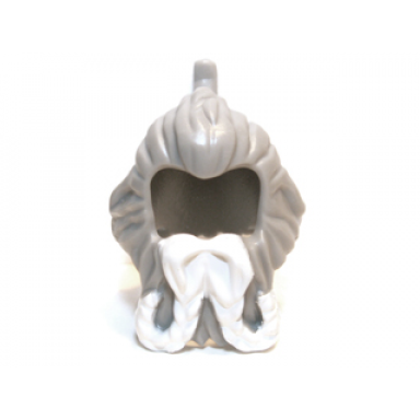 light bluish gray minifigure hair spiked braid and beard with white braids pattern