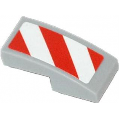 slope curved 2 x 1 x 2 3 with red and white danger stripes red corners pattern model left side sticker - sets 60056 60152 60223