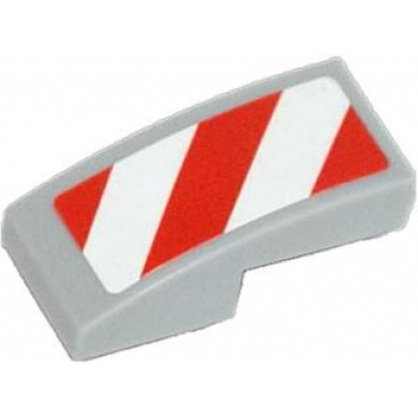 light bluish gray slope curved 2 x 1 x 2 3 with red and white danger stripes red corners pattern model right side sticker - sets 60056 60152 60223