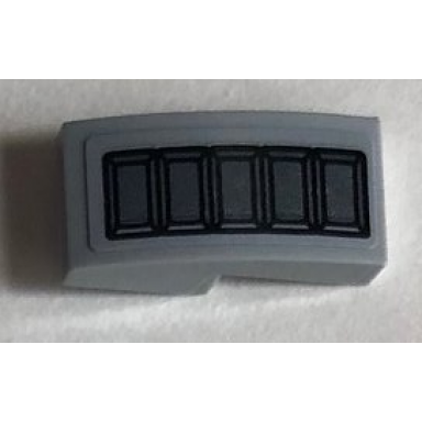 light bluish gray slope curved 2 x 1 x 2 3 with 5 dark bluish gray rectangles pattern sticker - set 76099
