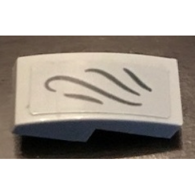 light bluish gray slope curved 2 x 1 x 2 3 with curved lines pattern right side sticker - set 71043